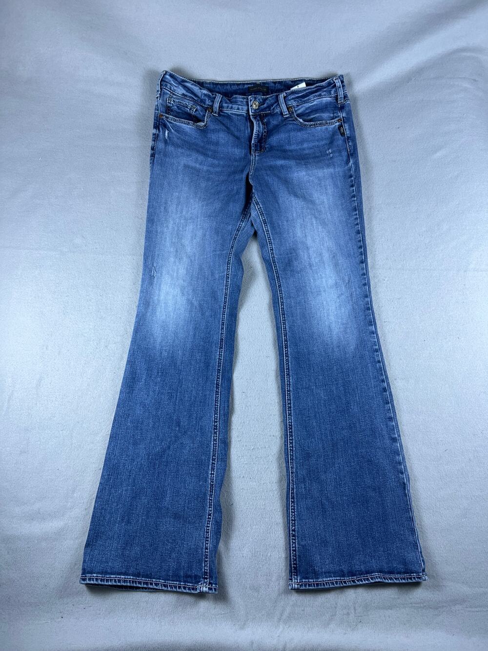 Silver Jeans Co Suki Bootcut Womens 36x35 Blue Mid Rise Medium Wash Cowgirl USA
